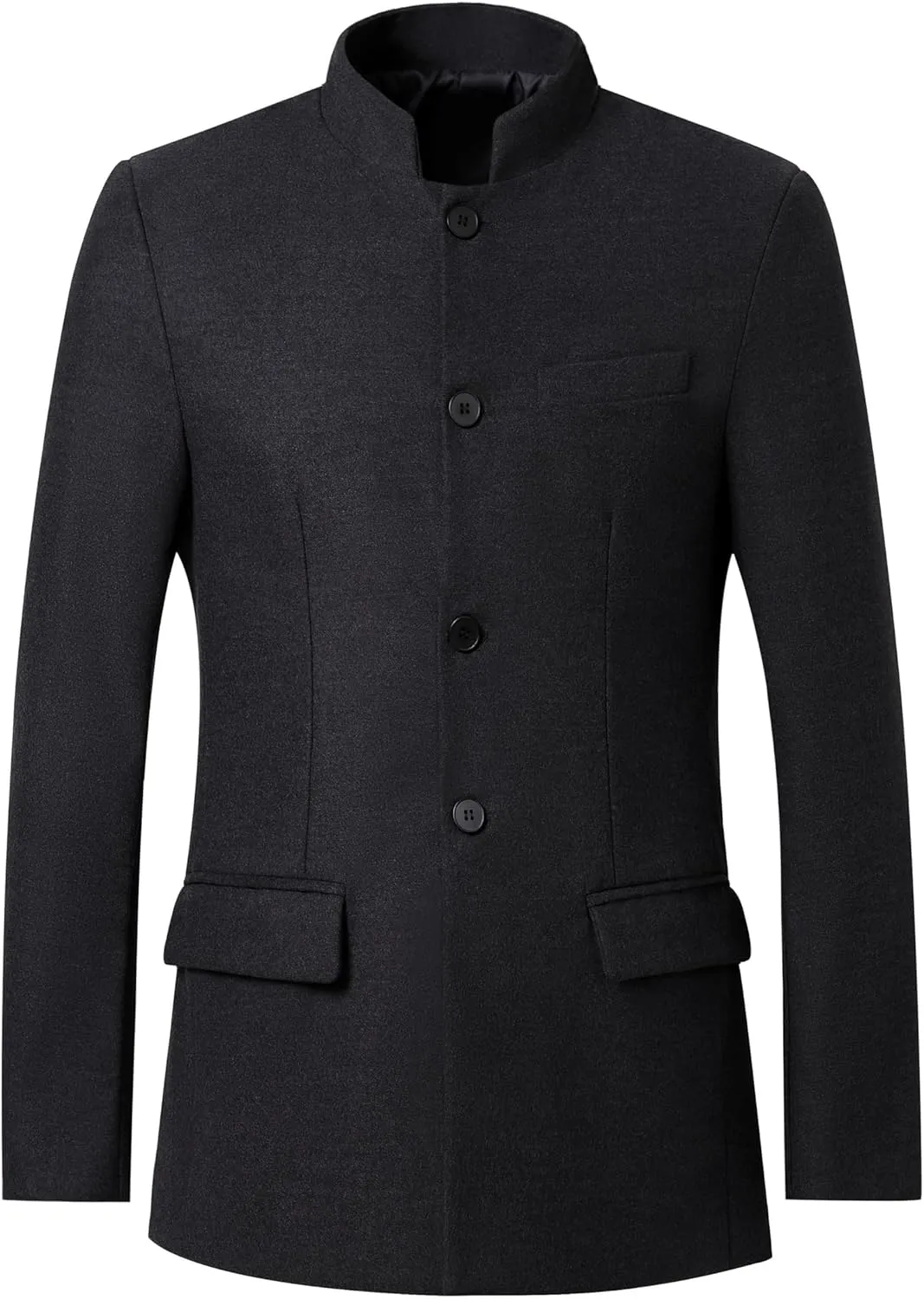 AIFARLD Mens Casual Blazer Stand Collar Tweed Suit Jackets Sport Coats Business Coats Lightweight Fashion