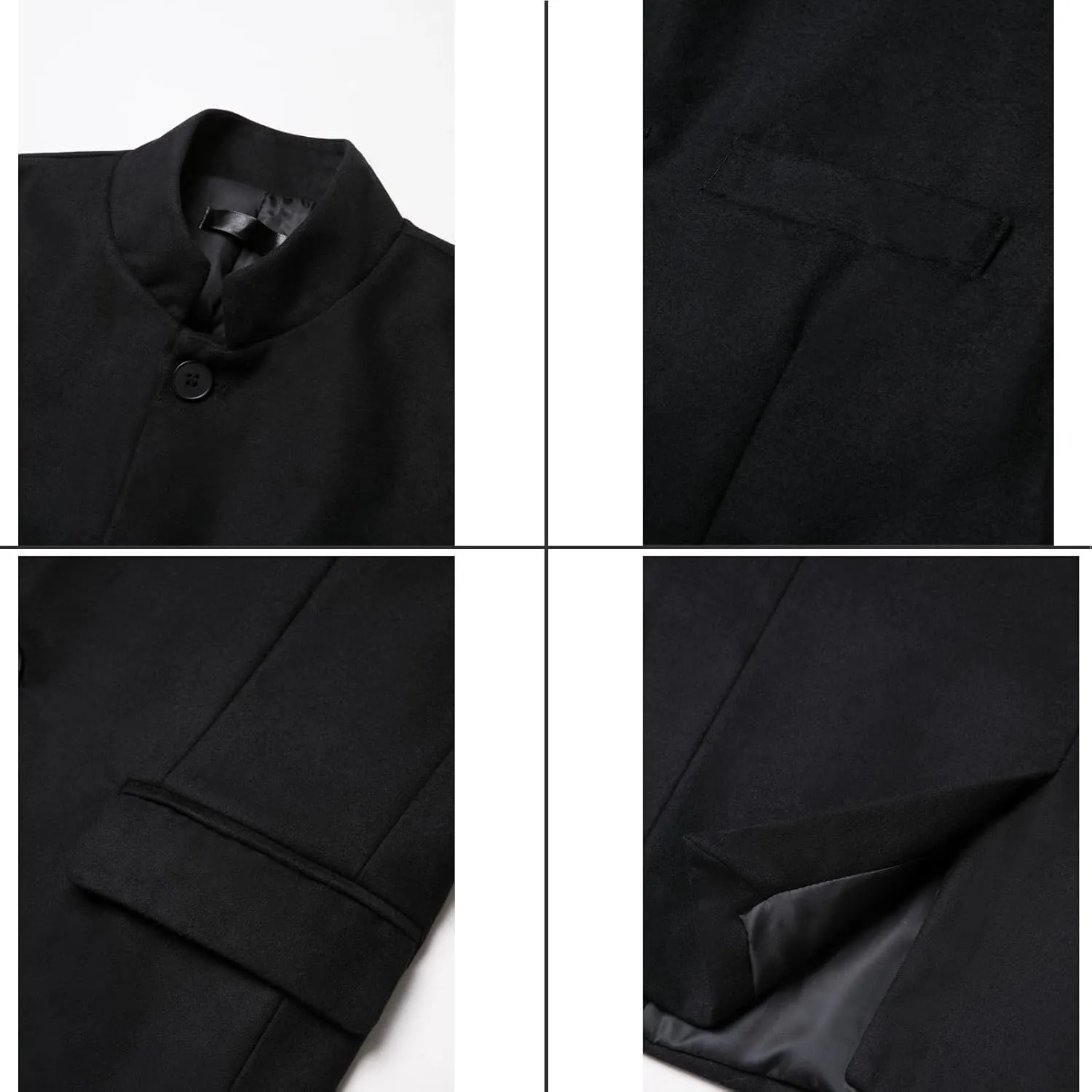 AIFARLD Mens Casual Blazer Stand Collar Tweed Suit Jackets Sport Coats Business Coats Lightweight Fashion