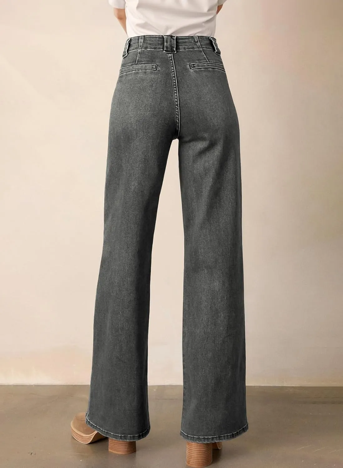 Astylish Womens High Waisted Straight Leg Jeans Stretchy Wide Leg Jeans Trendy Denim Pants