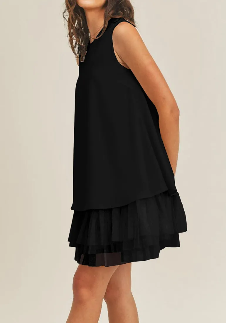 Black LookbookStore Cocktail Dresses for Women Wedding Guest Tulle Dress Sleeveless Summer Shift Dresses Special Occasions