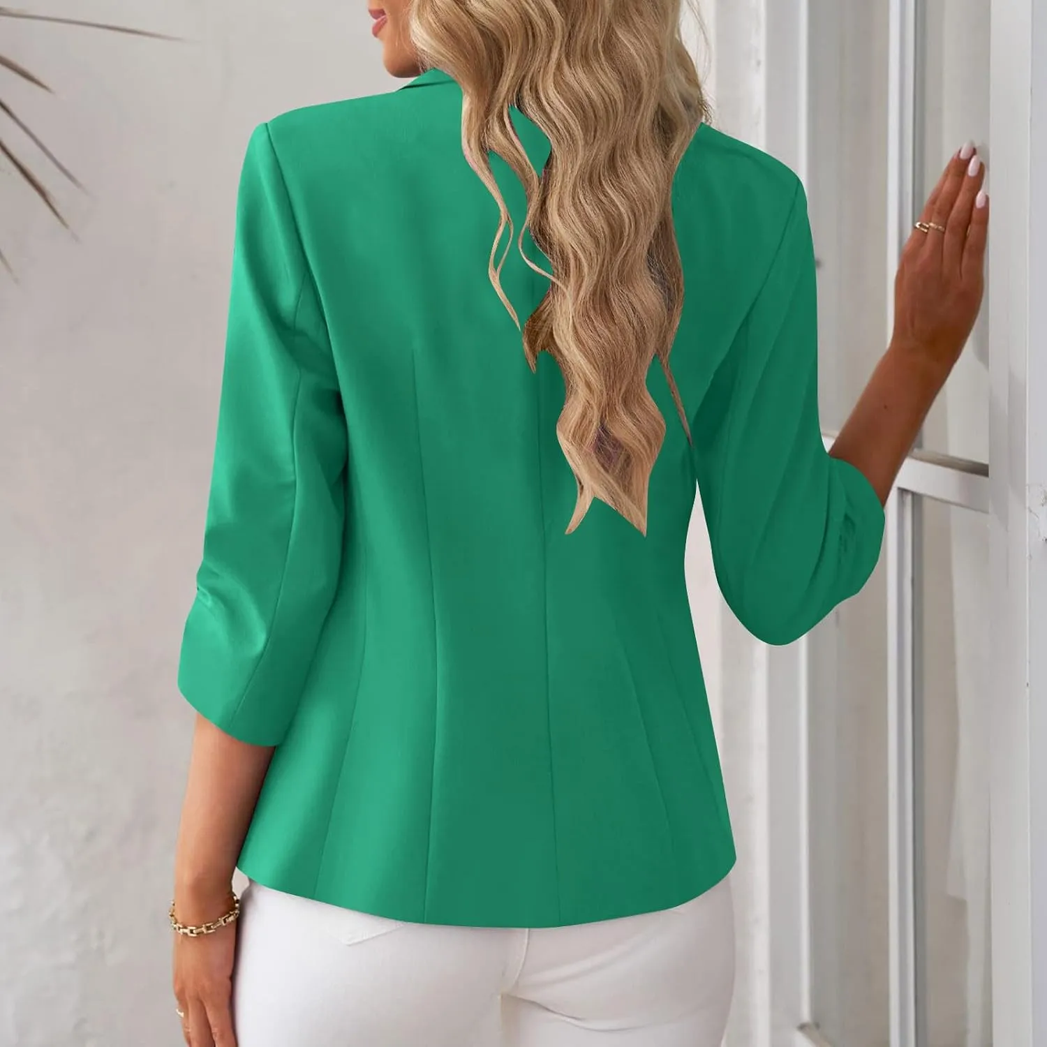 Blazers for Women Dressy 3/4 Sleeve Suit Jackets Open Front Business Casual Blazer Lightweight Work Office Blazer