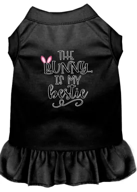 Bunny Is My Bestie Screen Print Dog Dress Black Med (12)