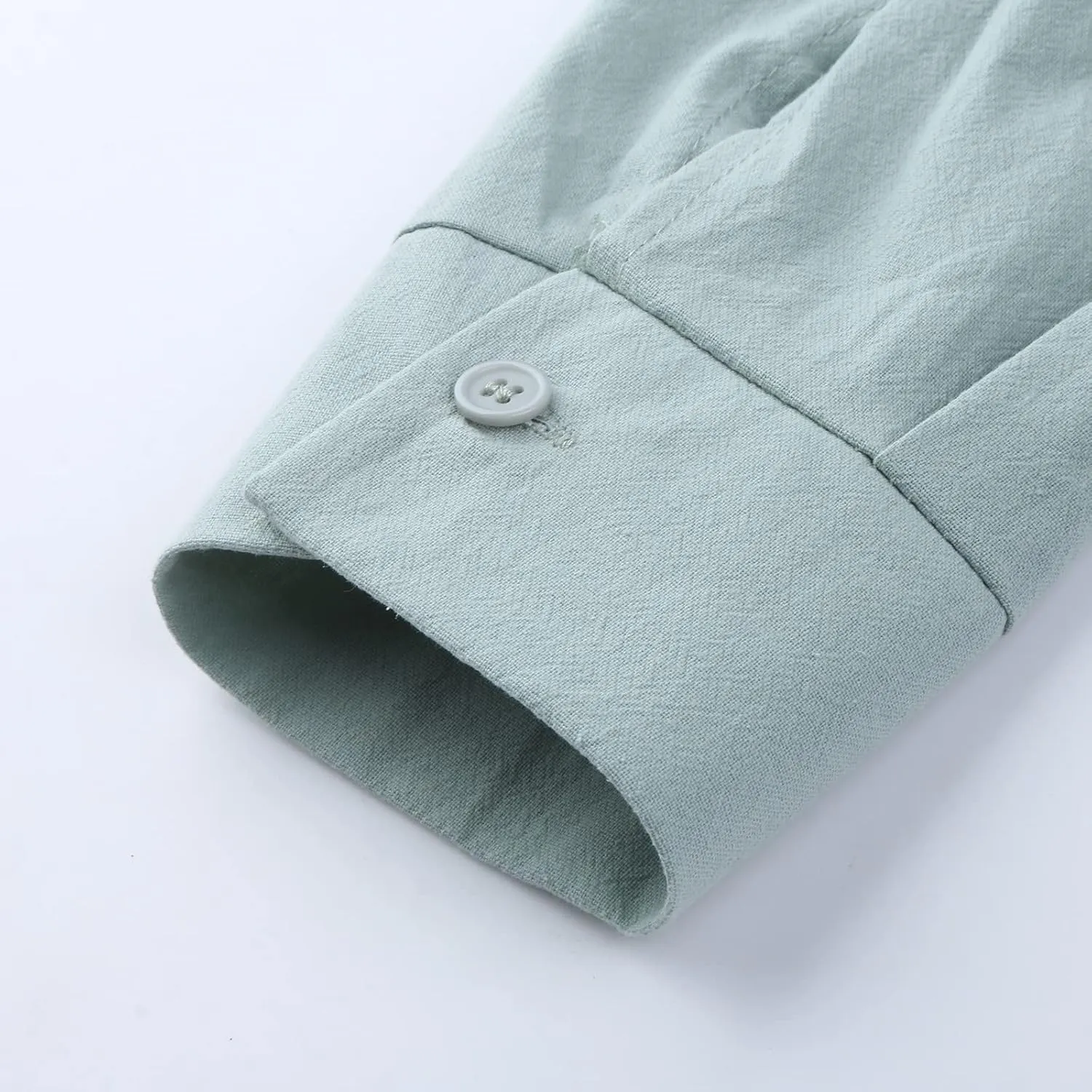 Casual Long Sleeve Linen Shirt Mens Roll Sleeve Hawaiian Wedding Camping Party T-Shirts Beach Vacation Summer Tees