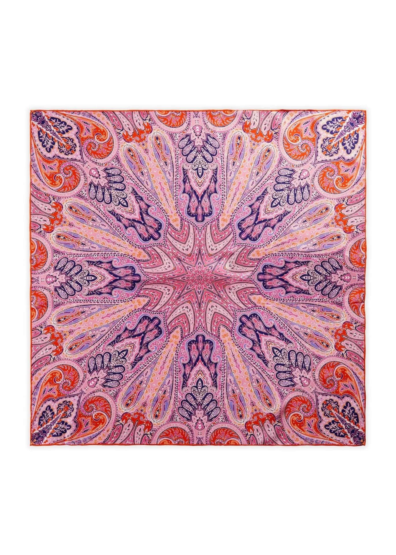 Codello Small Silk Paisley Scarf Pink and Navy