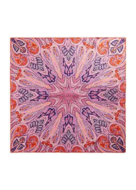Codello Small Silk Paisley Scarf Pink and Navy
