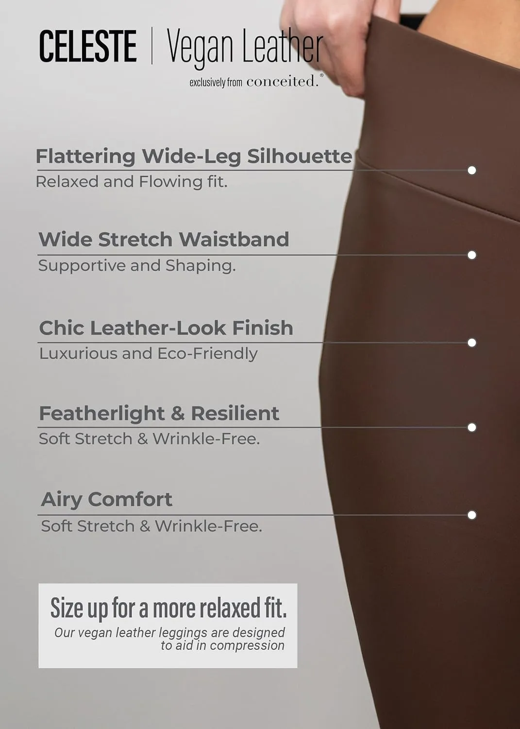 Conceited Leggings for Women in Luxe Velvet or Vegan Faux Leather - Available in Regular and Plus Size