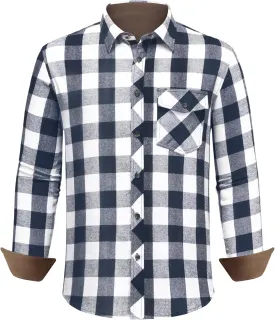 DEMEANOR Mens Flannel Shirts Long Sleeve Plaid Button Down Shirt Cotton Flannel Shirt for Men Shirts Casual Work Shirts