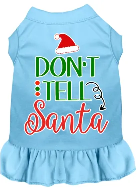Don't Tell Santa Screen Print Dog Dress Baby Blue Med