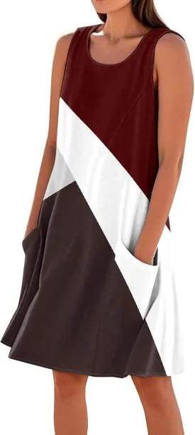 Dresses for Women 2025 Summer Beach Vacation Clothes Spring Sleeveless Crewneck Plus Size Sundresses