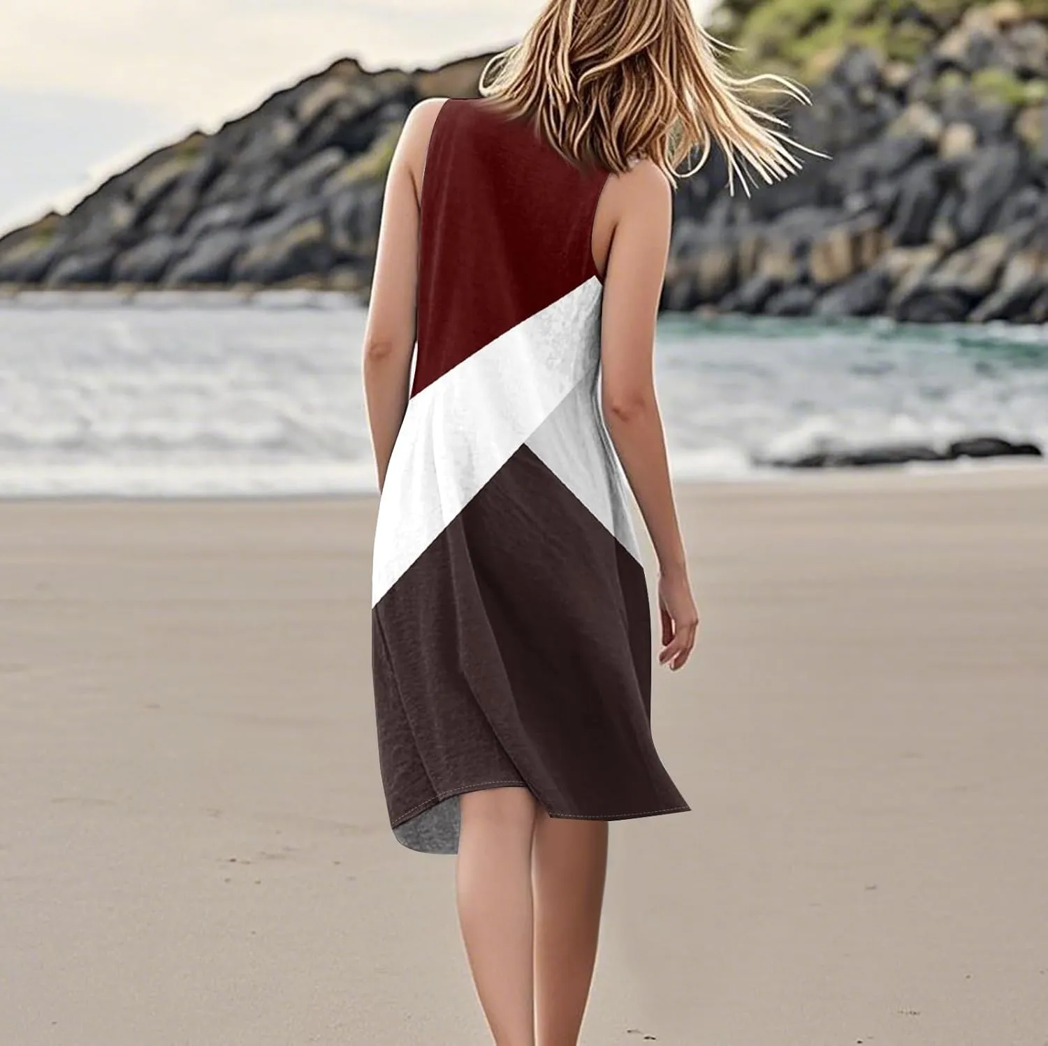 Dresses for Women 2025 Summer Beach Vacation Clothes Spring Sleeveless Crewneck Plus Size Sundresses
