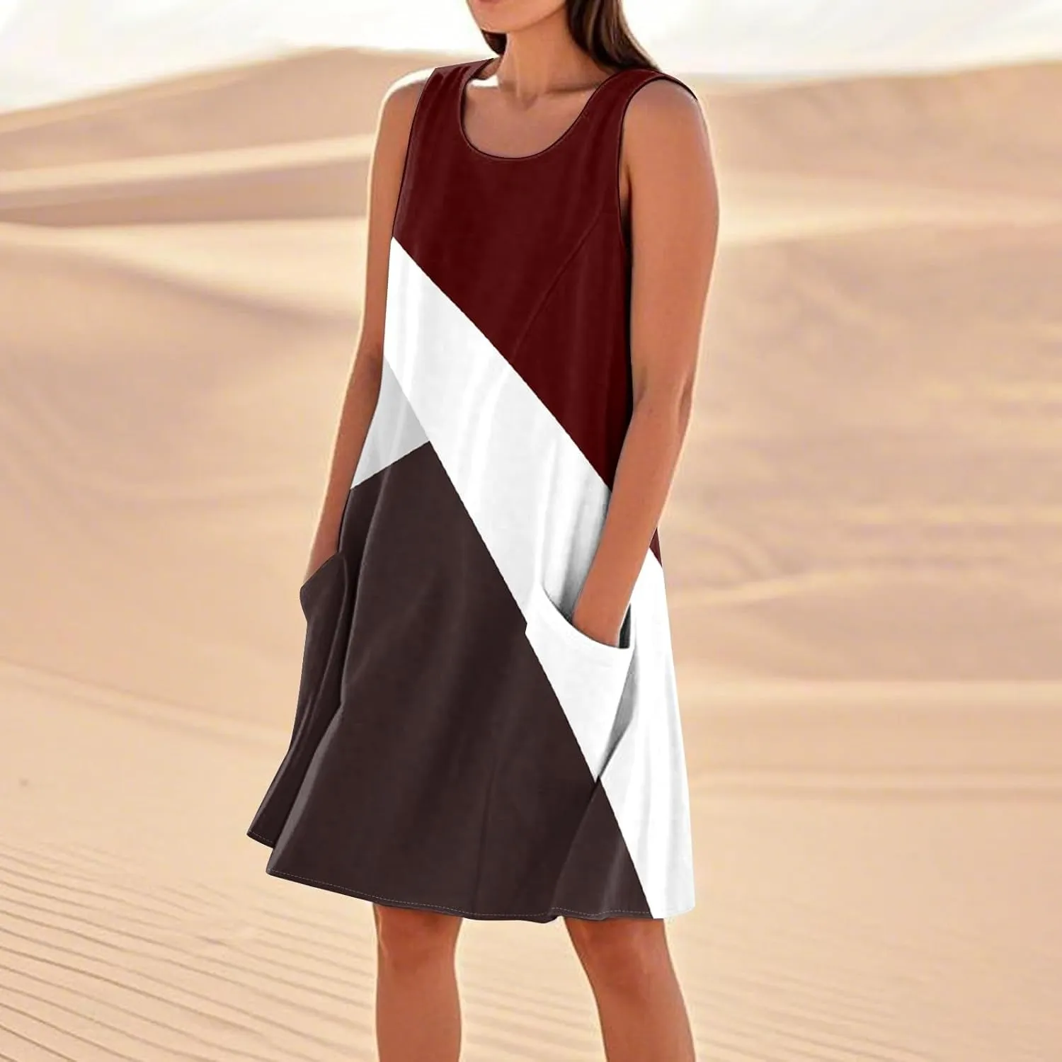 Dresses for Women 2025 Summer Beach Vacation Clothes Spring Sleeveless Crewneck Plus Size Sundresses