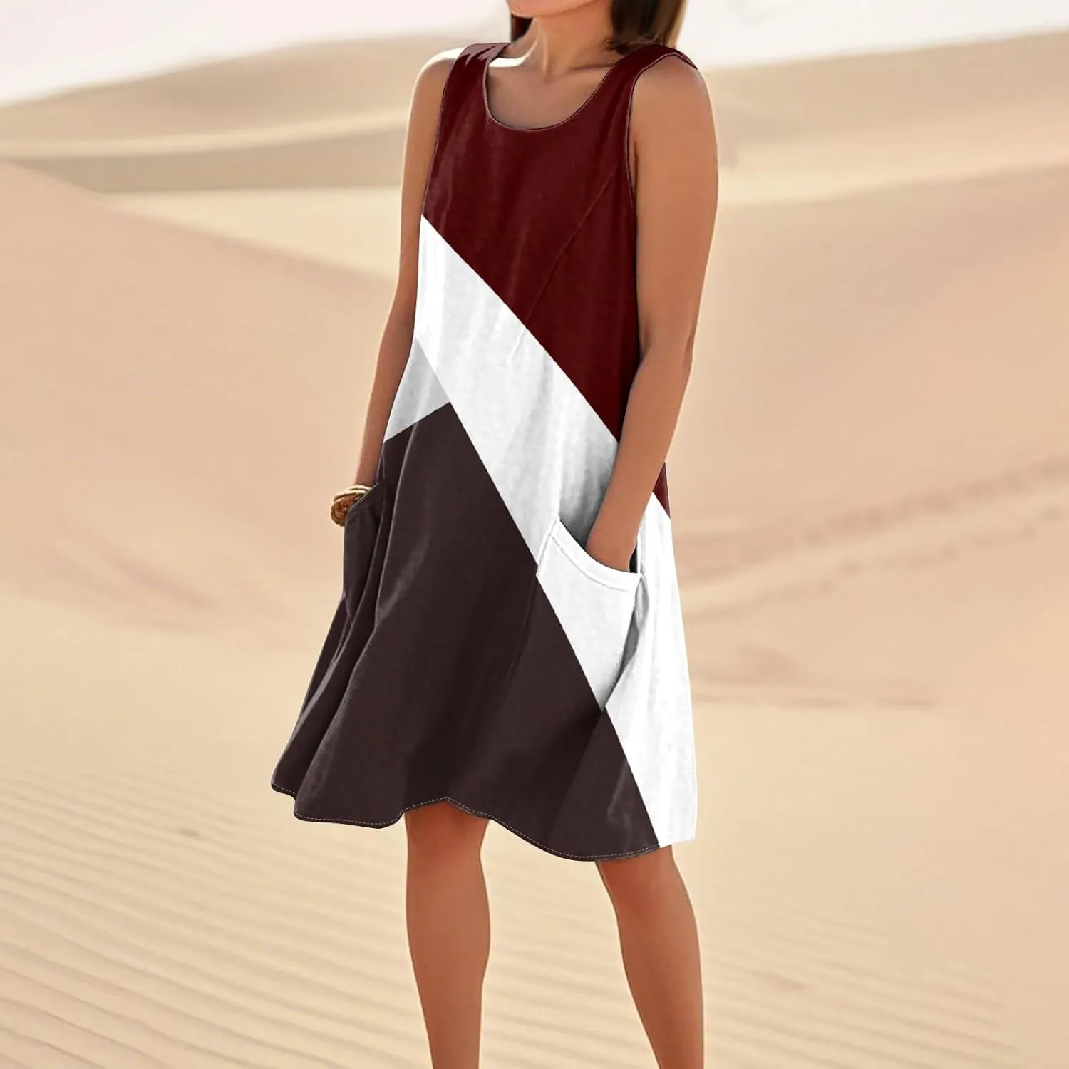 Dresses for Women 2025 Summer Beach Vacation Clothes Spring Sleeveless Crewneck Plus Size Sundresses
