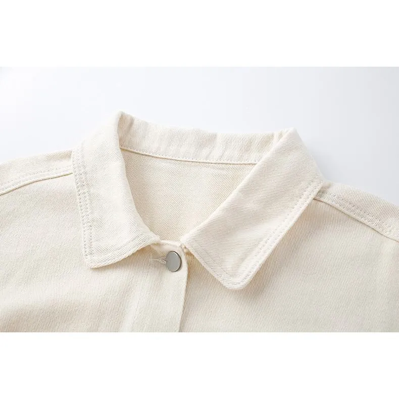 Embroidery Washed Loose Fit Denim Jacket