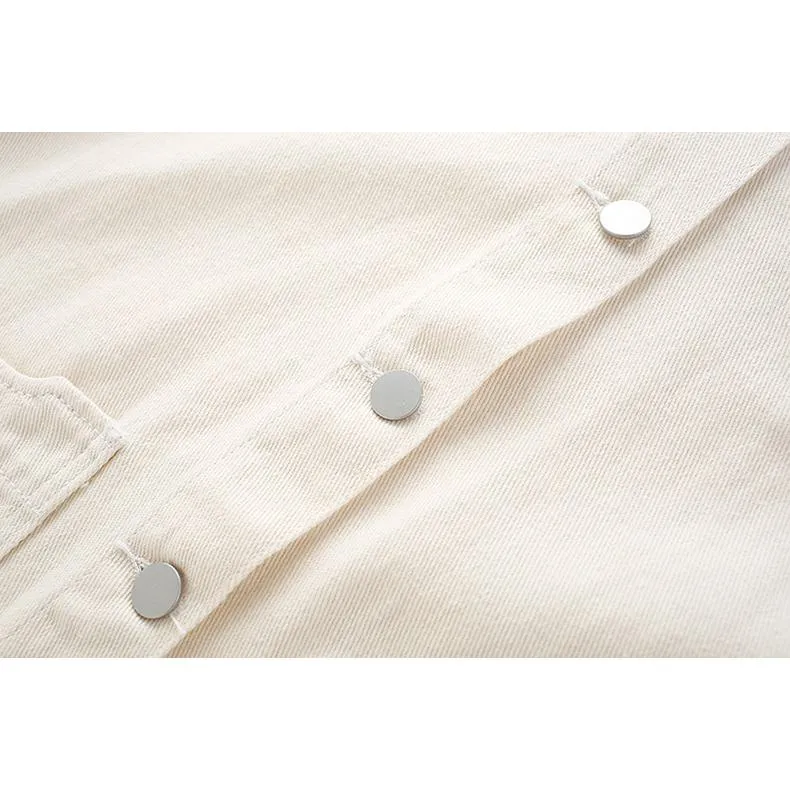 Embroidery Washed Loose Fit Denim Jacket