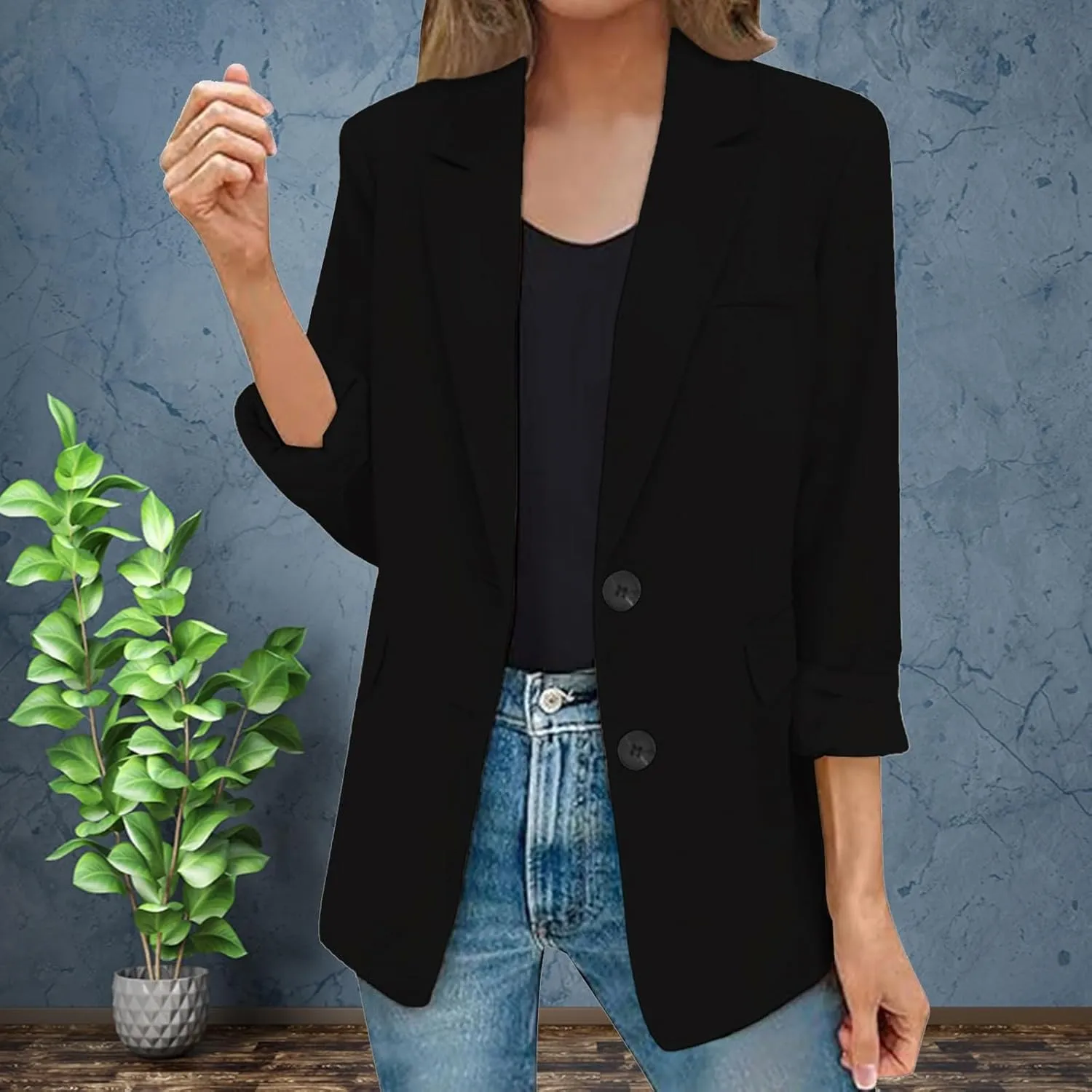Fall Blazers for Women 2024 Business Casual Long Sleeve Dressy Open Front Coats Work Office Oversized Suit Jackets