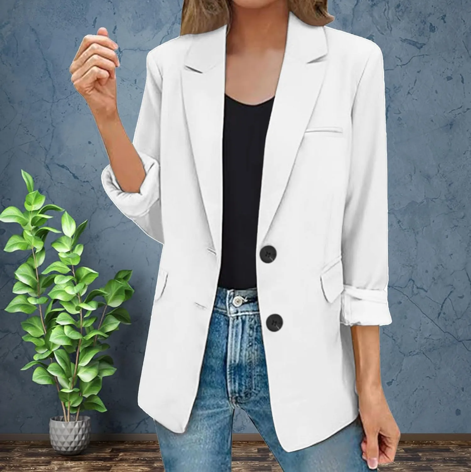 Fall Blazers for Women 2024 Business Casual Long Sleeve Dressy Open Front Coats Work Office Oversized Suit Jackets