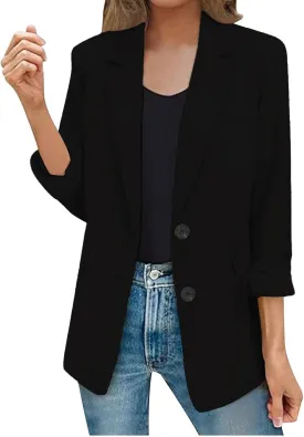 Fall Blazers for Women 2024 Business Casual Long Sleeve Dressy Open Front Coats Work Office Oversized Suit Jackets