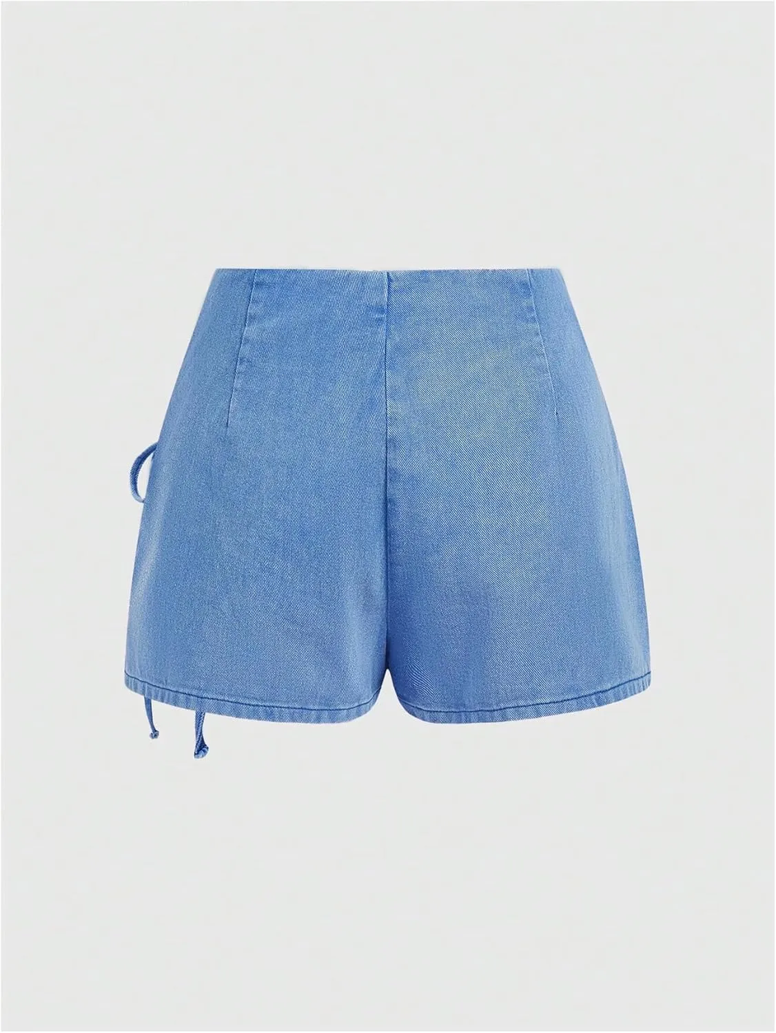 Floerns Women's High Waist Denim Skorts Grommet Eyelet Lace Up Mini Skirt Shorts