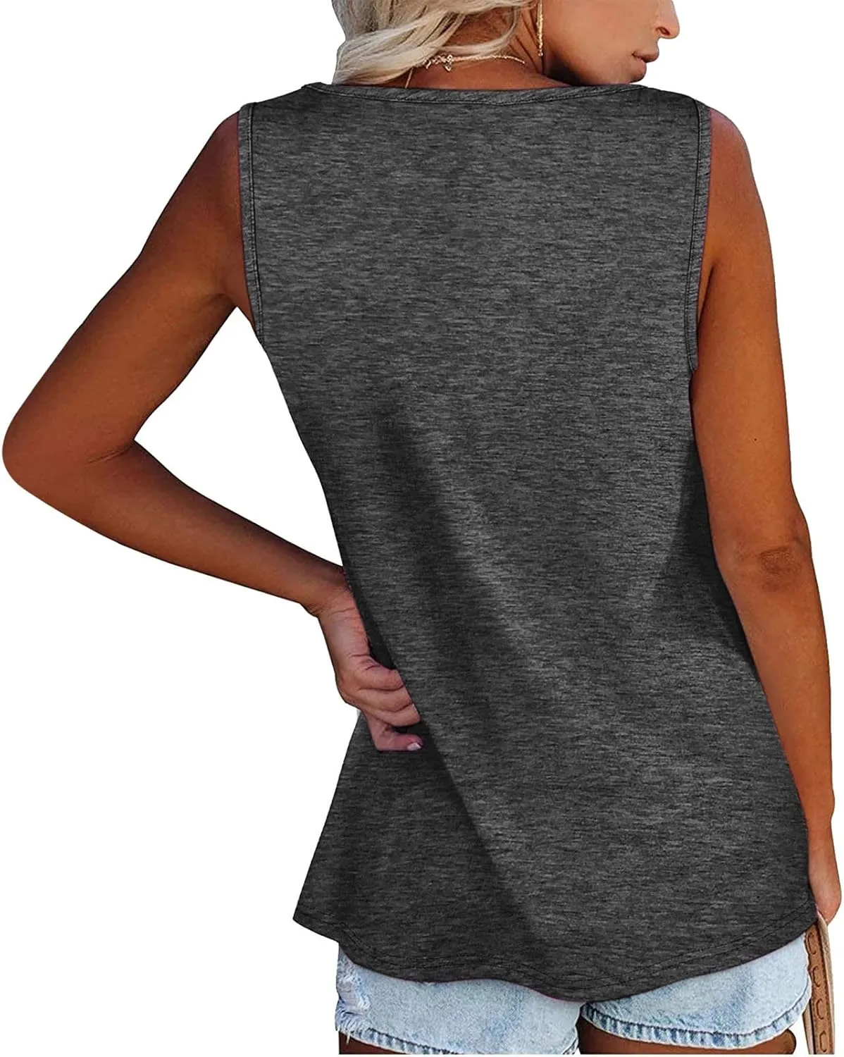 Henley Tank Tops for Women 2025 Loose Fit Dressy Casual Sleeveless Button Shirts Trendy Summer Beach Vacation Clothes