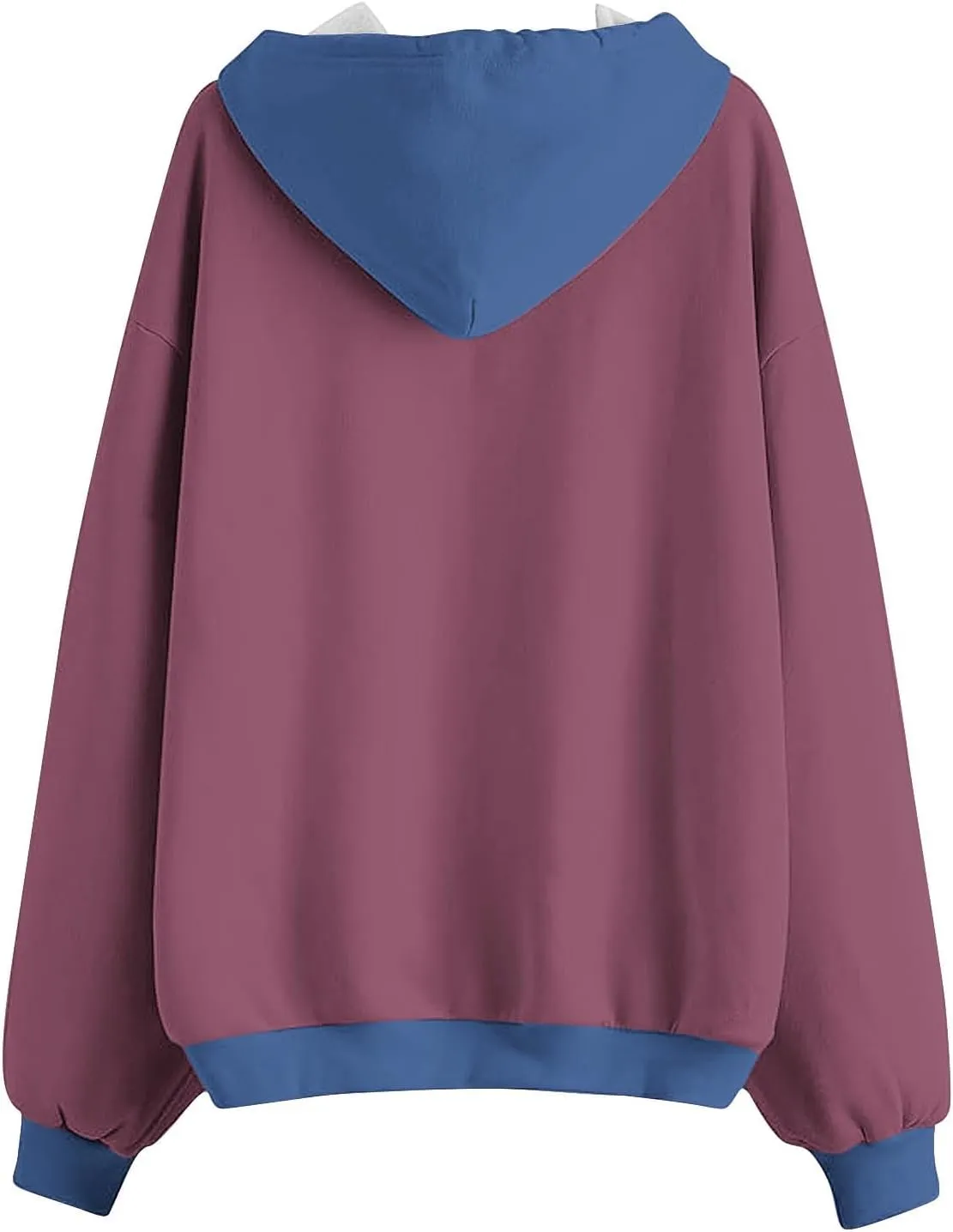 HGps8w Women's Colorblock Casual Drawstring Zip Up Hoodie Sweatshirt Loose Long Sleeve Hooded Jackets Outwear with Pockets