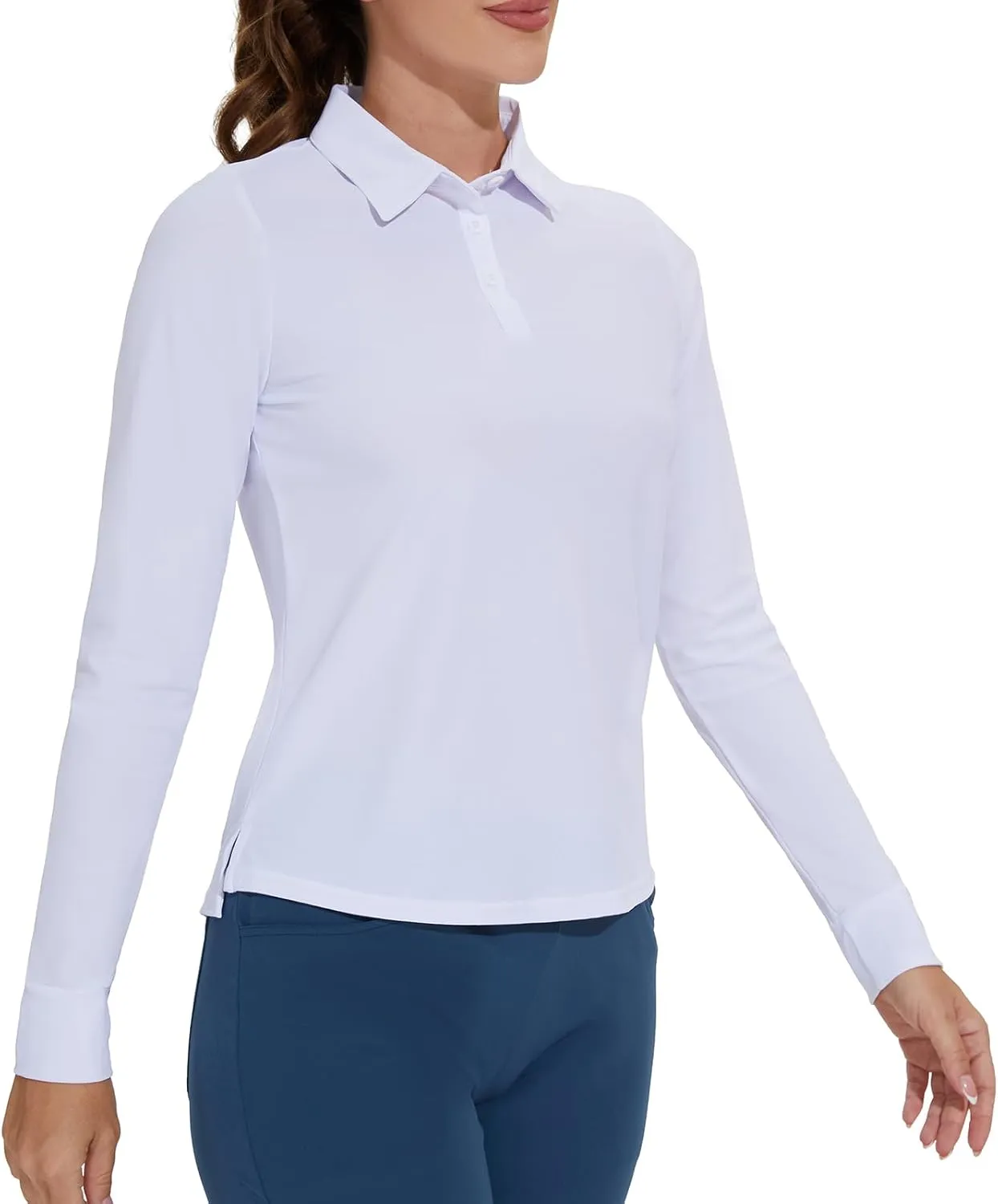 M MOTEEPI Sun Shirts UV Protection Womens Polo Shirts with 3-Botton Womens Golf Shirts Lightweight