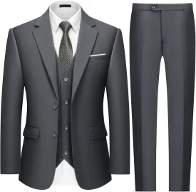 MAGE MALE Mens 3 Piece Slim Fit Suits Tuxedo Suit Set Prom Wedding Suits Two Button Blazer Jacket Vest Pants with Tie