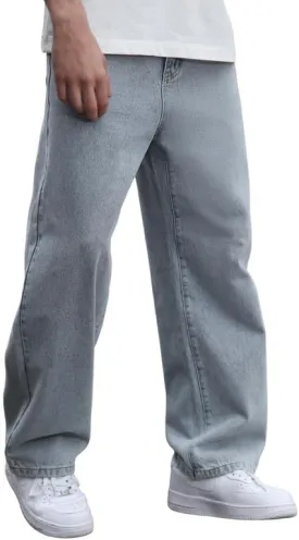 Mens Baggy Hip Hop Jeans Wide Leg Streetwear Jeans Loose Fit Y2K Skater Denim Pants