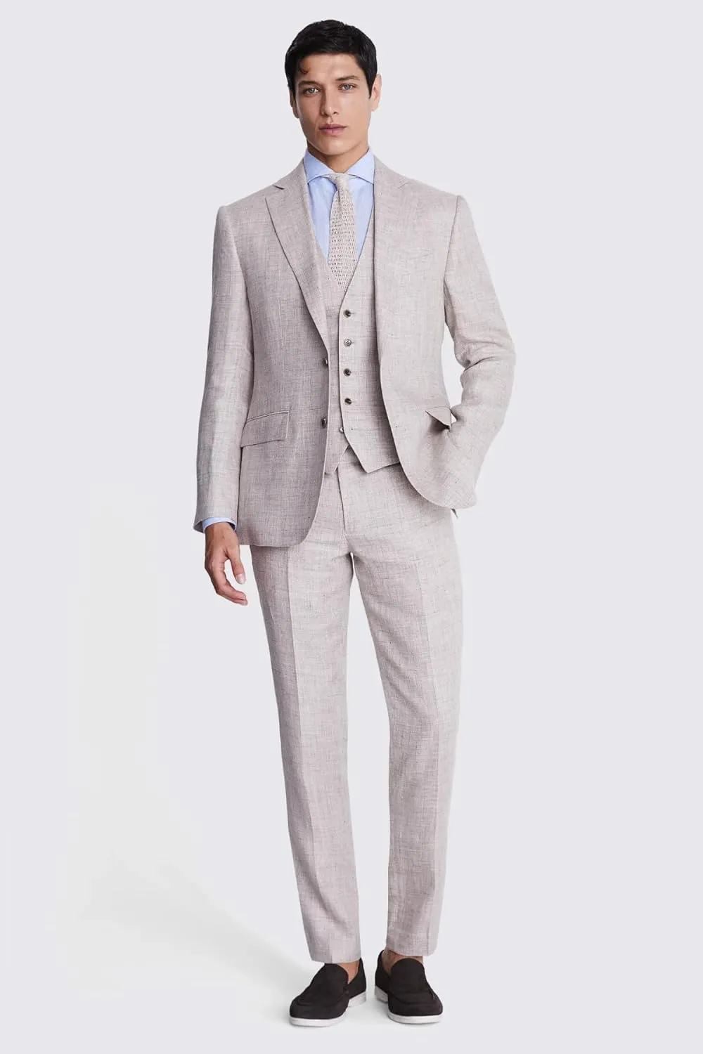 Men's Linen Suit 3 Piece Suits Slim Fit Beach Wedding Summer Casual Groomsmen Blazer Pants and Vest Tuxedo Set