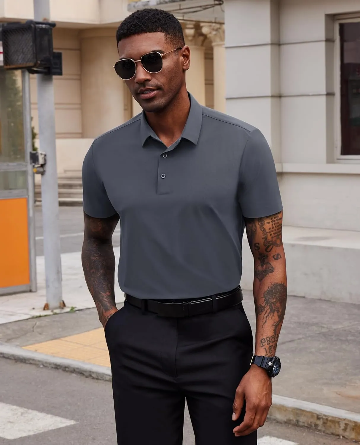 Mens Polo Shirts Short Sleeve Stretch Golf Polo Shirts Dry Fit Polo T Shirts for Men Golf Shirts Tennis Polo