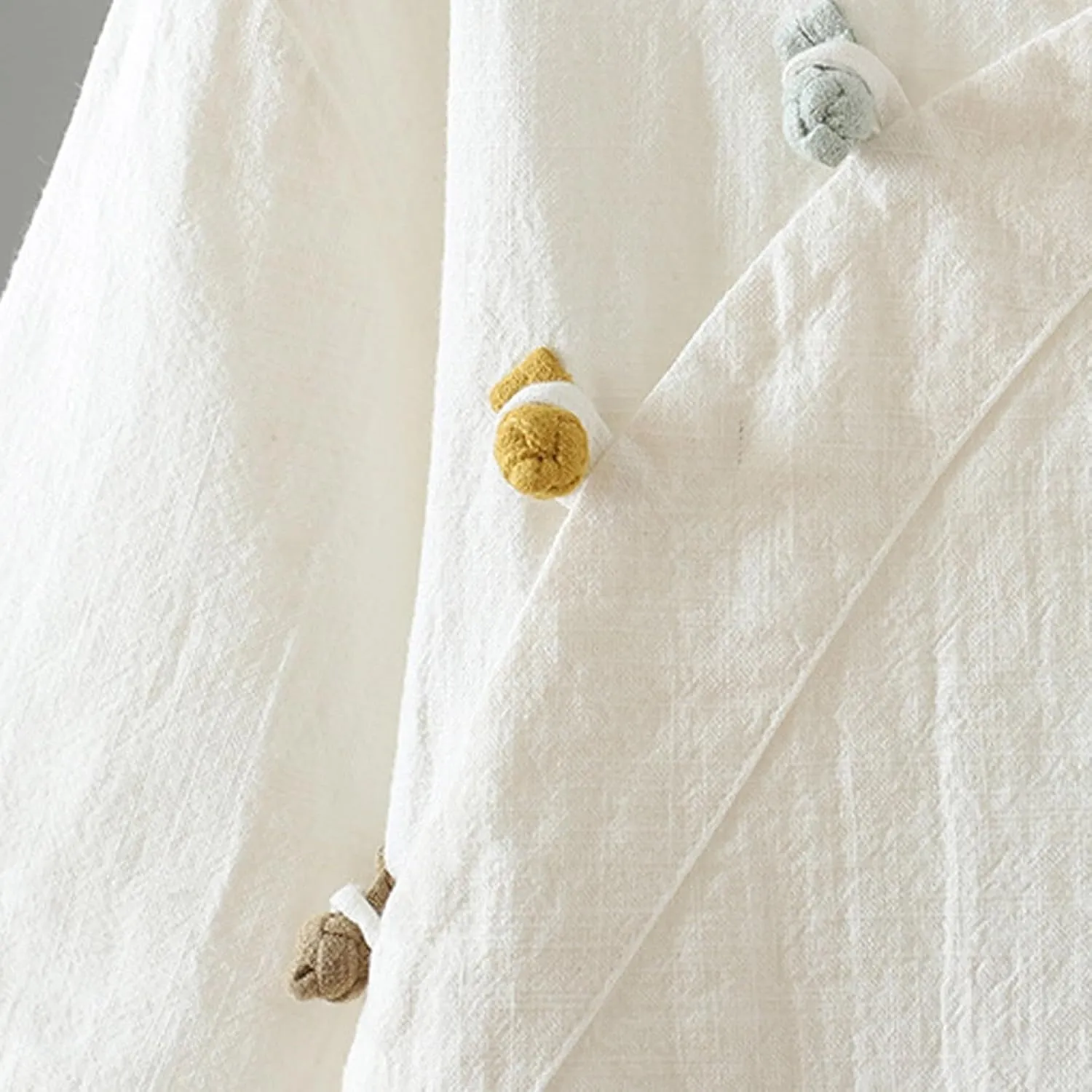 Oplxuo Womens Cotton Linen Tunic Tops Retro Chinese Frog Button Mandarin Collar Shirts Summer Causal Short Sleeve Blouses