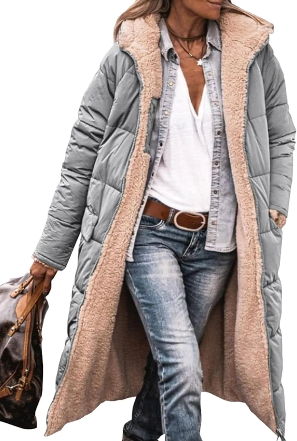 PRETTYGARDEN Women's 2025 Winter Fashion Clothes Oversized Shearling Fleece Long Coats Jackets