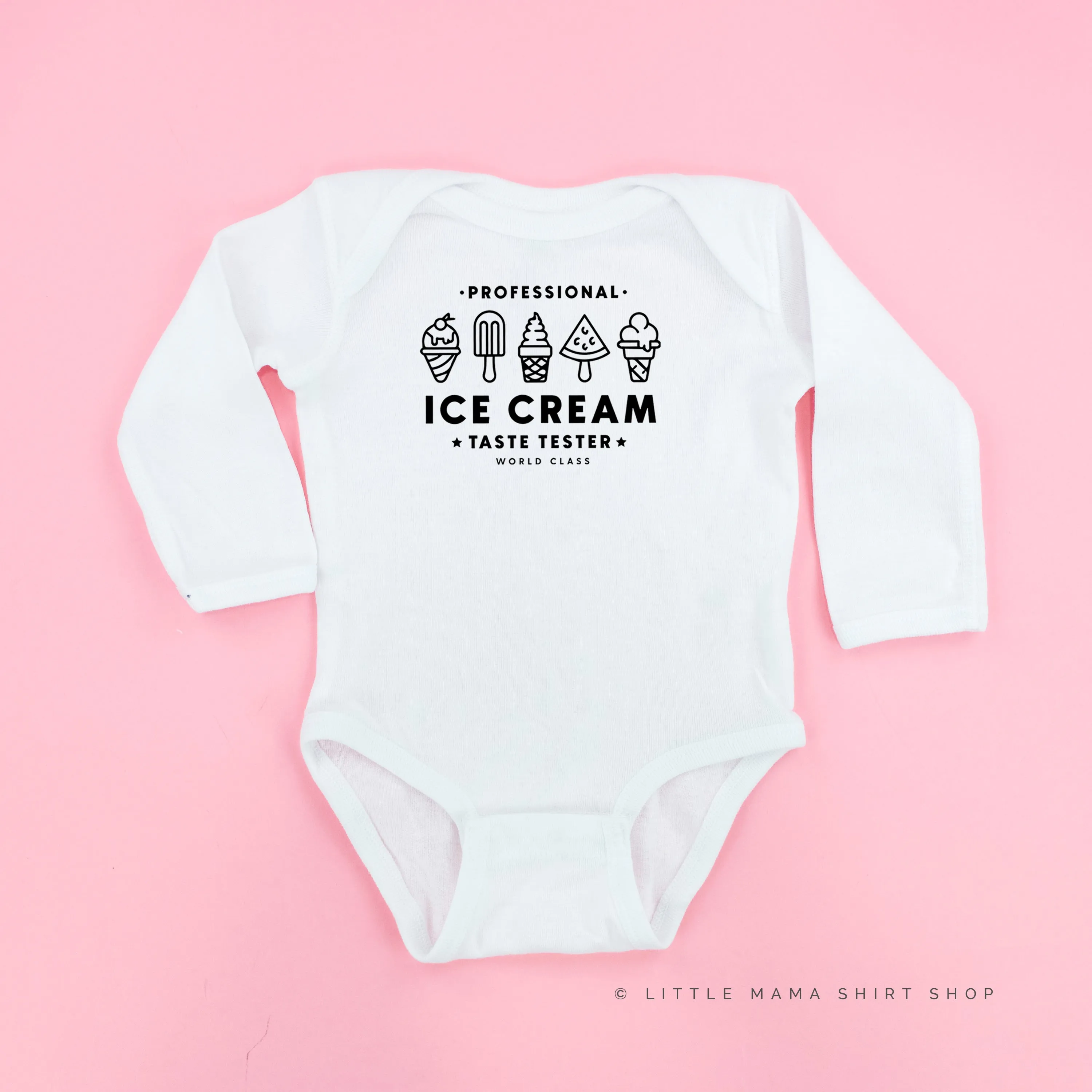 Professional Ice Cream Taste Tester -  Single Cone on Back - Long Sleeve Child Shirt