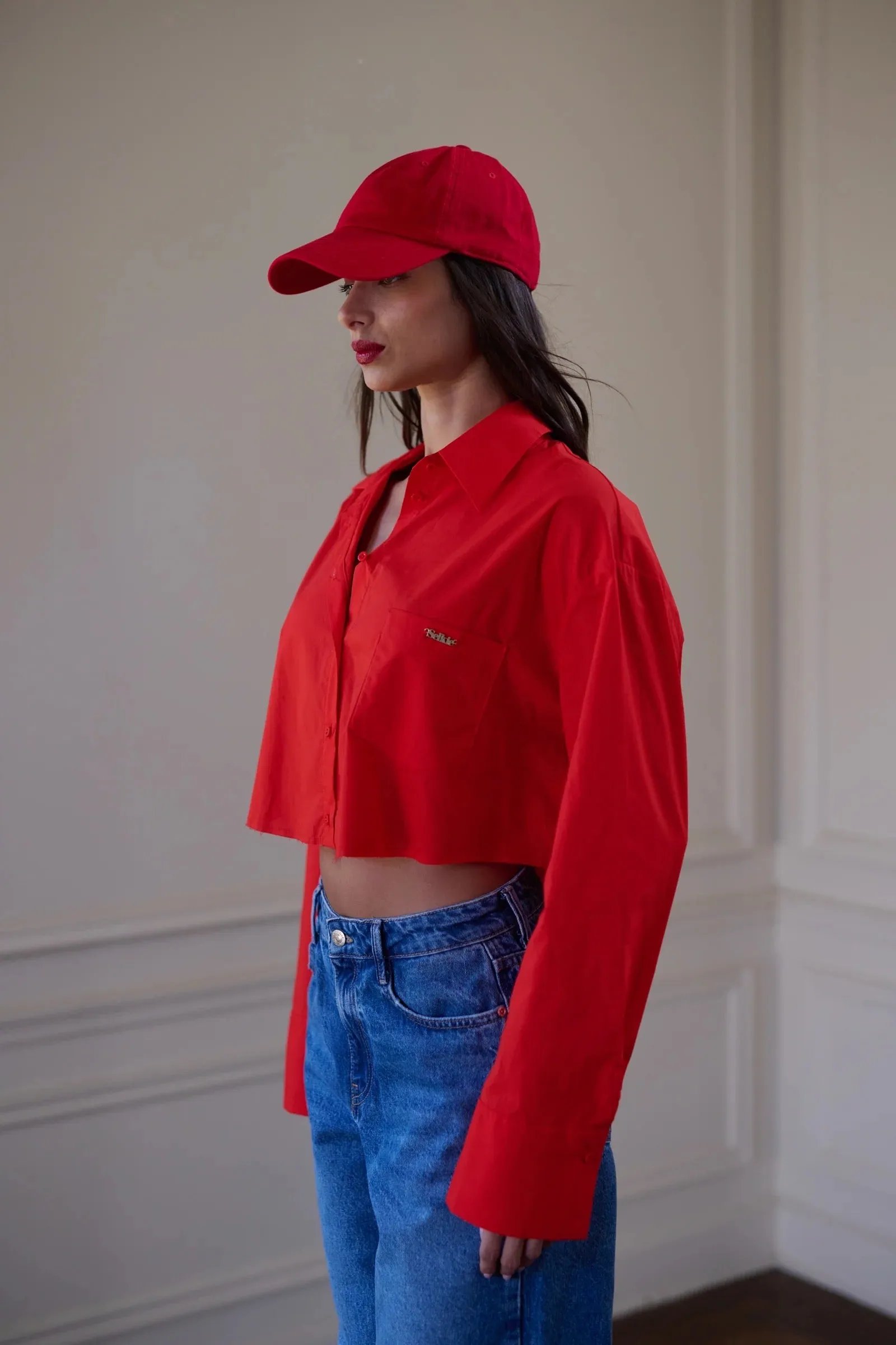 RANDOM PICKED BAGGY CROPPED LONG SLEEVED SHIRT