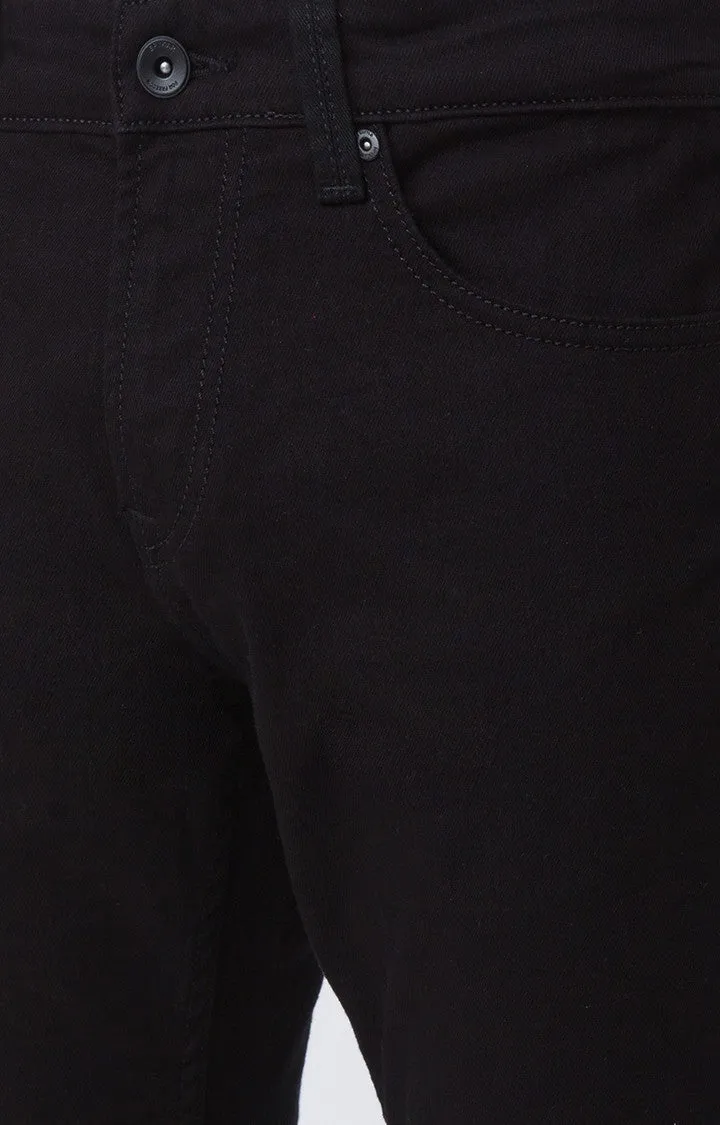 Spykar Black Cotton Slim Fit Narrow Length Jeans For Men (Skinny)