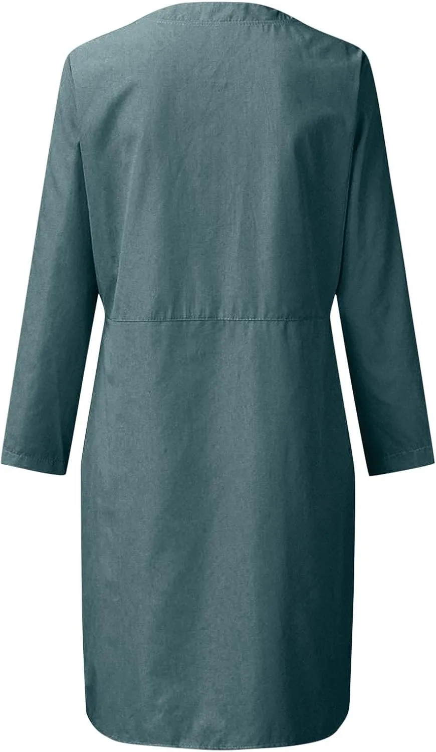 Summer Dresses for Women 2025 Button Casual Long Sleeve Cotton Linen Sundress Elegant Formal Work Dress with Pockets