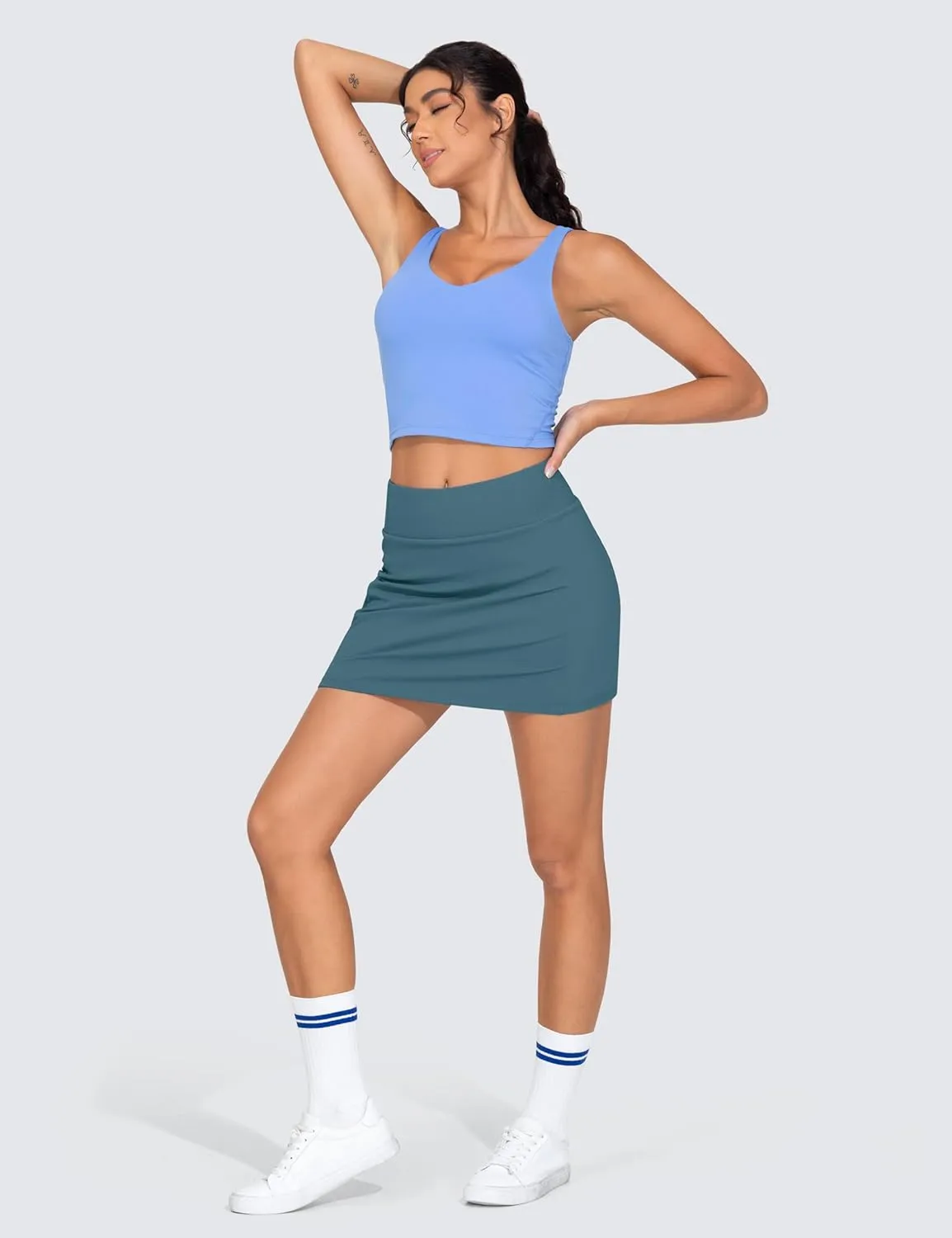 THE GYM PEOPLE Women's High Waisted Golf Skorts Tennis Mini Athletic Active Skirts Built-in Shorts with 3 Pockets