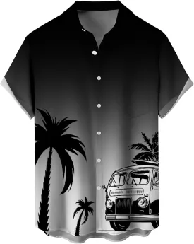 Tropical Shirts Button Down Holiday Casual Hawaiian Short Sleeve Men Loose Beach Shirts