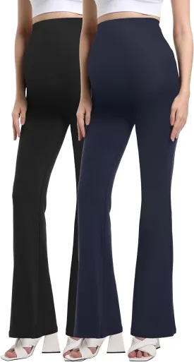V VOCNI Women's Maternity Flare Leggings Over The Belly Bootcut Bell Bottom Pregnancy Leggings Lounge Yoga Pants