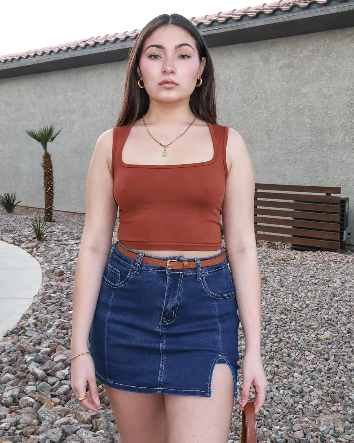 Vetinee Jean Skorts for Woman High Waisted Trendy Slit Stretchy Denim Skirt with Shorts Y2K Casual Summer Skorts Skirts