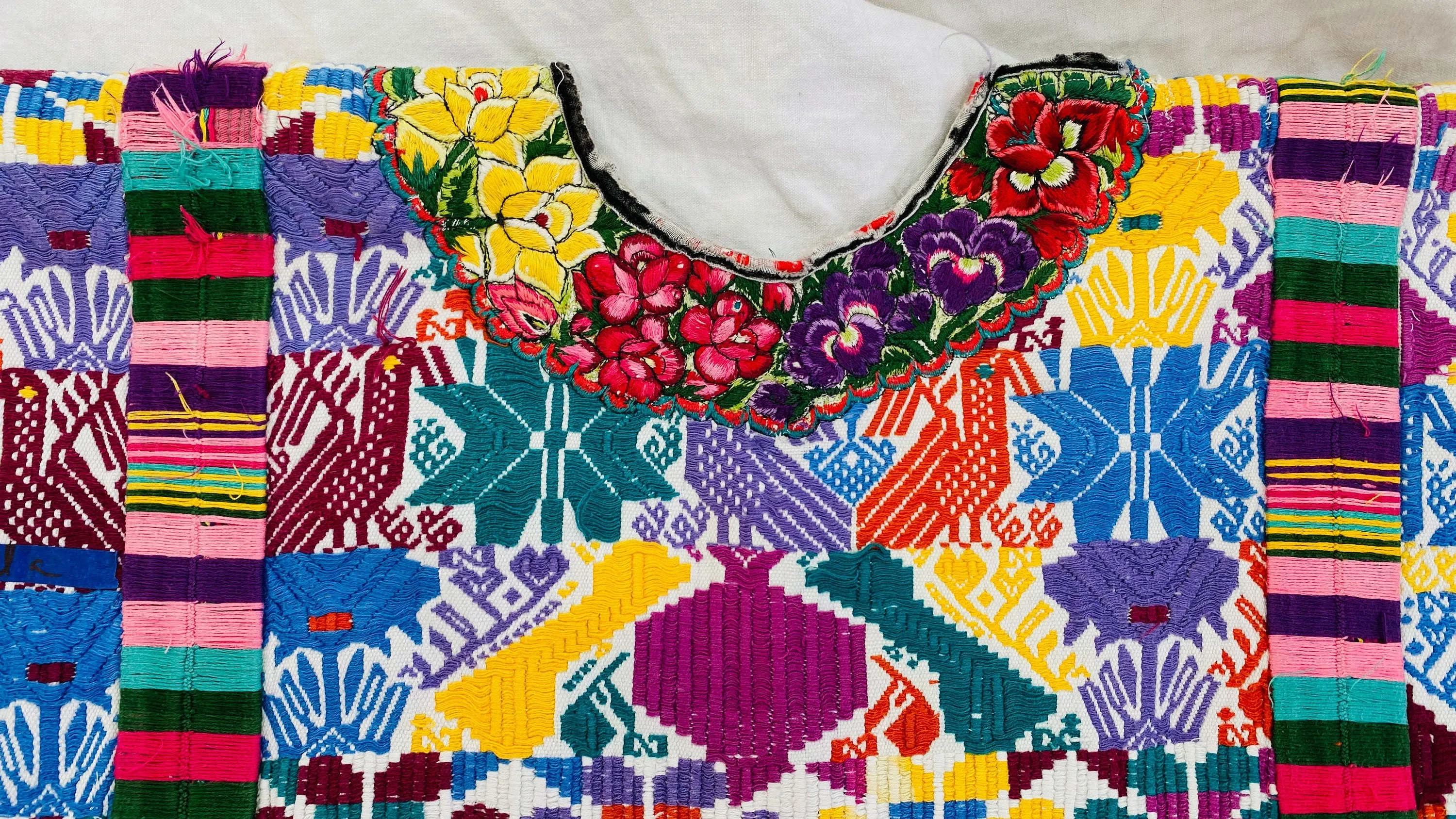 Vintage Quetzaltenango Guatemalan Huipil. Maya. Hand-woven & Embroidered