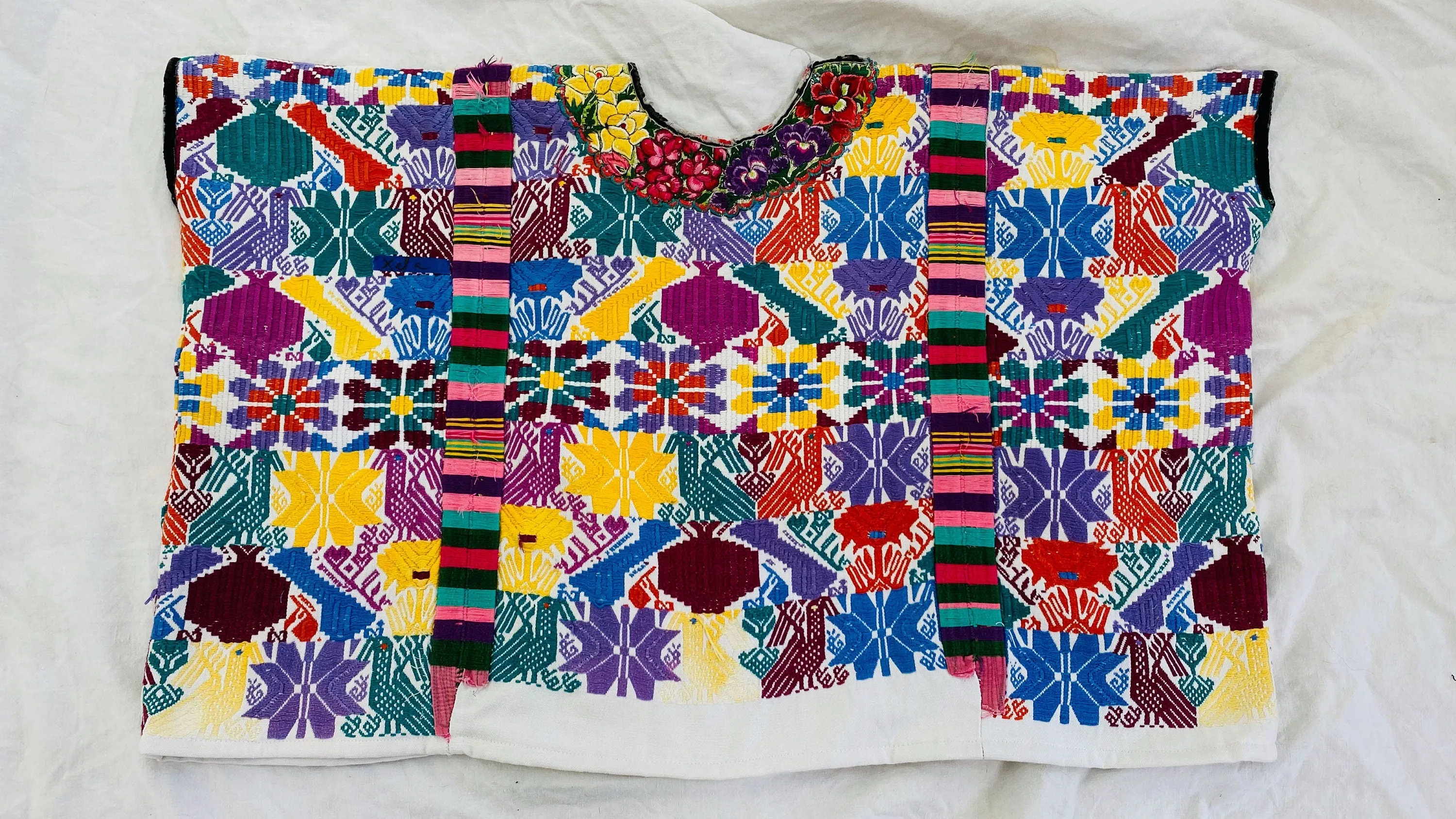 Vintage Quetzaltenango Guatemalan Huipil. Maya. Hand-woven & Embroidered