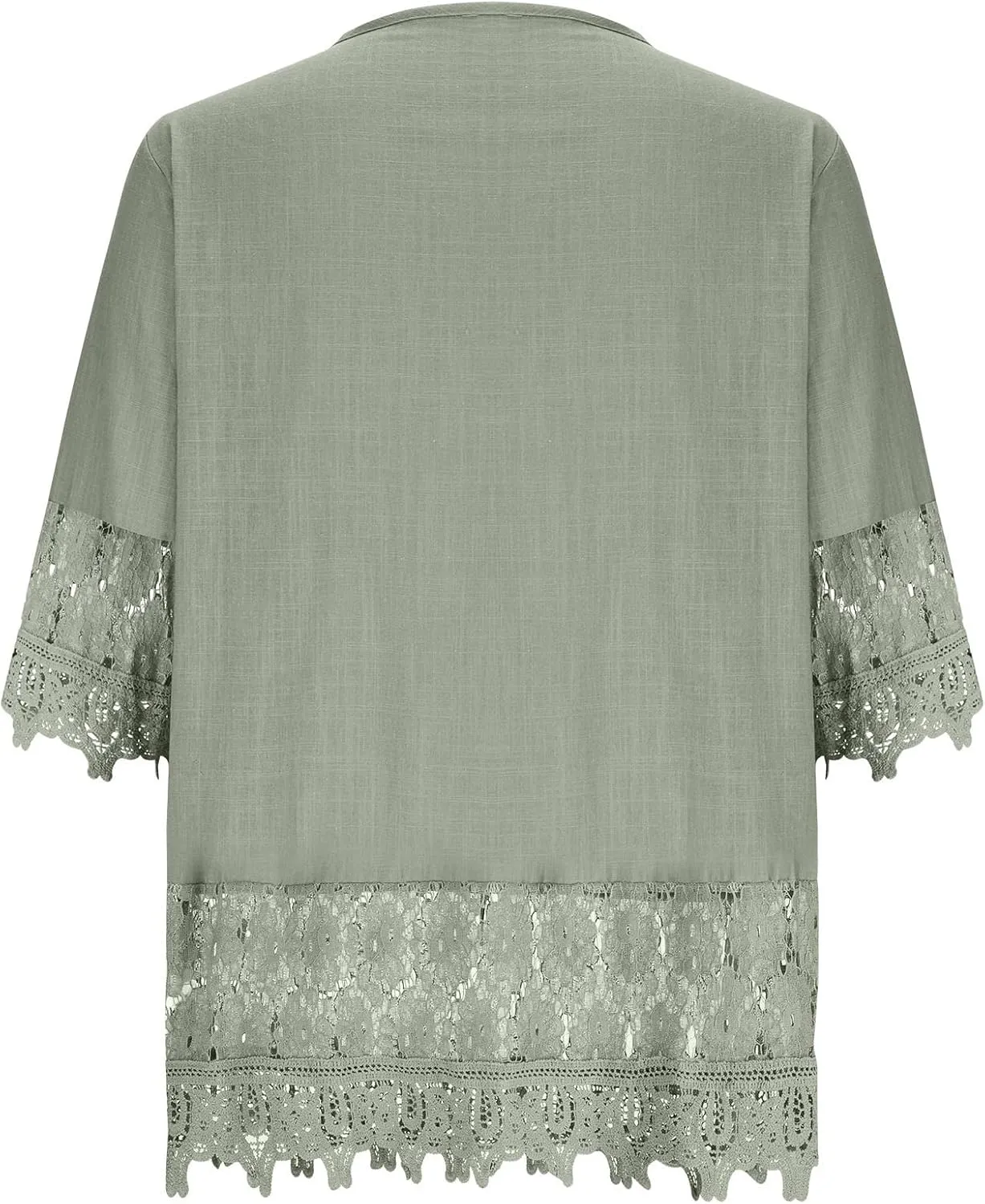 Women Cotton Linen Embroidered Tops Loose Fit Tunic 3/4 Sleeve Summer Blouse Shirts Boho Peasant Trendy Clothes 2024