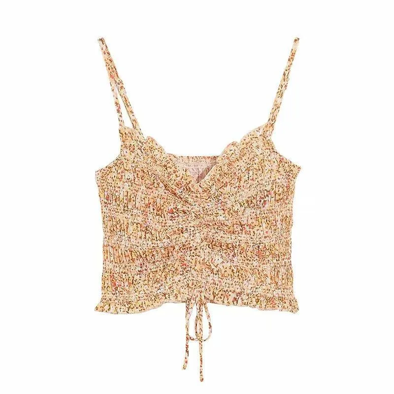 Women Floral Pirnted Sleeveless Camis Tops