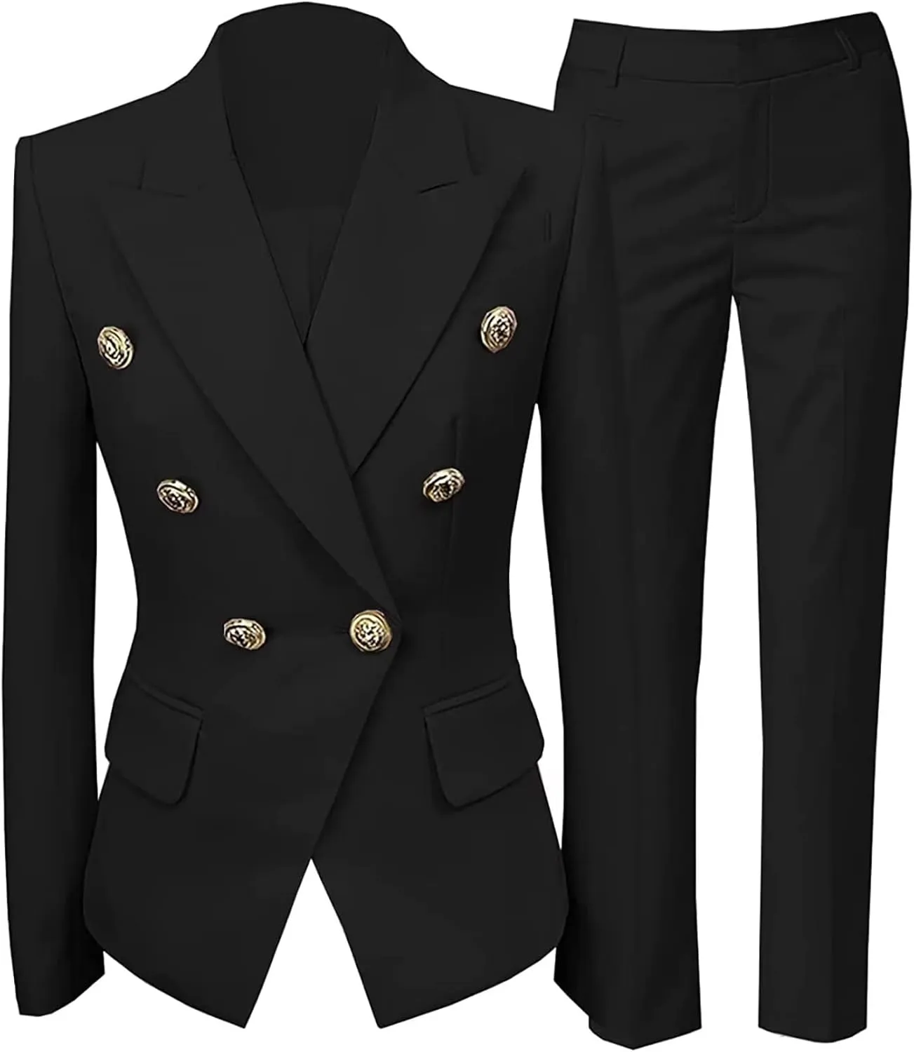 Women's Blazer Suits 2 Piece Solid Work Pant Suit for Women Business Office Lady Suits Sets (Blazer Pants