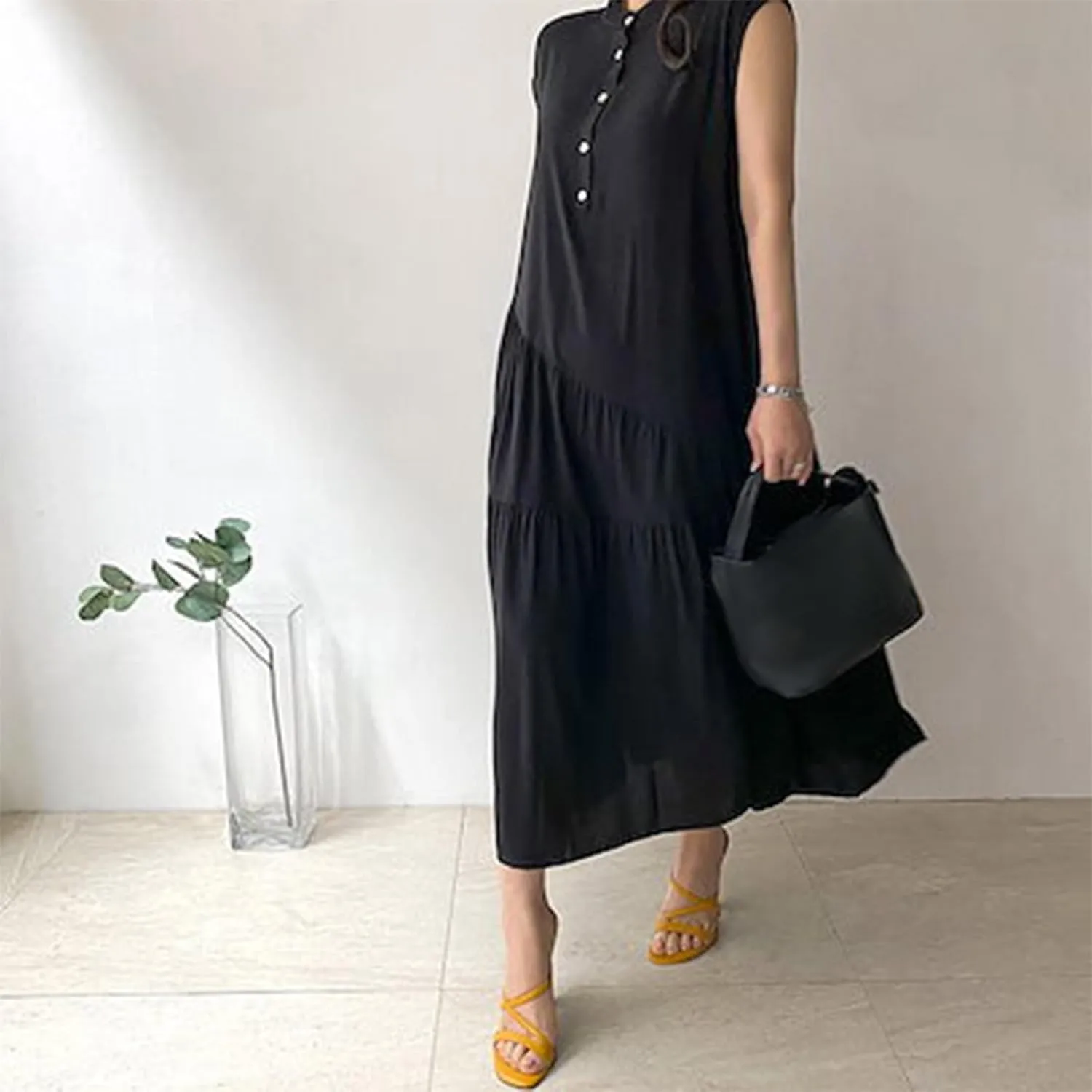 Womens Summer Dresses Boho Casual V Neck Beach Decor Loose Tank Dress Ruffle Flowy Bodycon Dress Spring