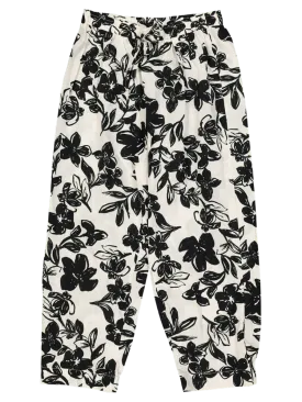 Woven Black And White Floral Pants